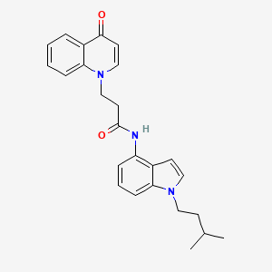 molecular formula C25H27N3O2 B12165084 N-[1-(3-methylbutyl)-1H-indol-4-yl]-3-(4-oxoquinolin-1(4H)-yl)propanamide 