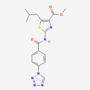 molecular formula C17H18N6O3S B12165282 methyl 5-(2-methylpropyl)-2-({[4-(1H-tetrazol-1-yl)phenyl]carbonyl}amino)-1,3-thiazole-4-carboxylate 