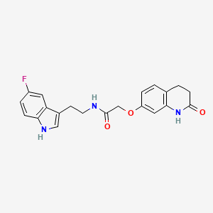 molecular formula C21H20FN3O3 B12165321 N-[2-(5-fluoro-1H-indol-3-yl)ethyl]-2-[(2-hydroxy-3,4-dihydroquinolin-7-yl)oxy]acetamide 