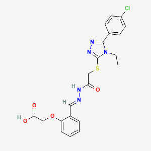 (2-{(E)-[2-({[5-(4-chlorophenyl)-4-ethyl-4H-1,2,4-triazol-3-yl]sulfanyl}acetyl)hydrazinylidene]methyl}phenoxy)acetic acid