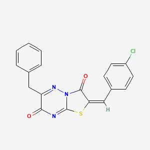 (2E)-6-benzyl-2-(4-chlorobenzylidene)-7H-[1,3]thiazolo[3,2-b][1,2,4]triazine-3,7(2H)-dione