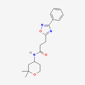 molecular formula C18H23N3O3 B12165406 N-(2,2-dimethyltetrahydro-2H-pyran-4-yl)-3-(3-phenyl-1,2,4-oxadiazol-5-yl)propanamide 