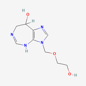 molecular formula C9H14N4O3 B1216541 3,6,7,8-Tetrahydro-3-((2-hydroxyethoxy)methyl)imidazo(4,5-d)(1,3)diazepin-8-ol CAS No. 86646-88-0
