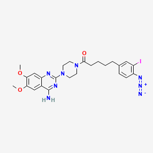 molecular formula C25H29IN8O3 B1216545 4-Amino-6,7-dimethoxy-2-(4-(5-(3-iodo-4-azidophenyl)pentanoyl)-1-piperazinyl)quinazoline CAS No. 87620-10-8