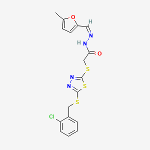 2-[[5-[(2-chlorophenyl)methylsulfanyl]-1,3,4-thiadiazol-2-yl]sulfanyl]-N-[(E)-(5-methylfuran-2-yl)methylideneamino]acetamide