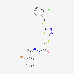 N'-[(Z)-(2-bromophenyl)methylidene]-2-({5-[(2-chlorobenzyl)sulfanyl]-1,3,4-thiadiazol-2-yl}sulfanyl)acetohydrazide