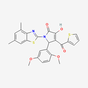 molecular formula C26H22N2O5S2 B12165467 (4E)-5-(2,5-dimethoxyphenyl)-1-(4,6-dimethyl-1,3-benzothiazol-2-yl)-4-[hydroxy(thiophen-2-yl)methylidene]pyrrolidine-2,3-dione 