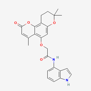 molecular formula C25H24N2O5 B12165581 N-(1H-indol-4-yl)-2-[(4,8,8-trimethyl-2-oxo-9,10-dihydro-2H,8H-pyrano[2,3-f]chromen-5-yl)oxy]acetamide 