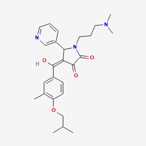 molecular formula C26H33N3O4 B12165634 1-[3-(dimethylamino)propyl]-3-hydroxy-4-{[3-methyl-4-(2-methylpropoxy)phenyl]carbonyl}-5-(pyridin-3-yl)-1,5-dihydro-2H-pyrrol-2-one 