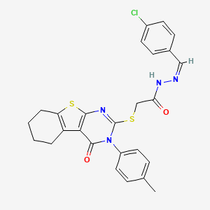 N'-[(Z)-(4-chlorophenyl)methylidene]-2-{[3-(4-methylphenyl)-4-oxo-3,4,5,6,7,8-hexahydro[1]benzothieno[2,3-d]pyrimidin-2-yl]sulfanyl}acetohydrazide