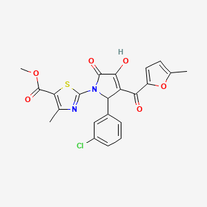 methyl 2-{(3E)-2-(3-chlorophenyl)-3-[hydroxy(5-methylfuran-2-yl)methylidene]-4,5-dioxopyrrolidin-1-yl}-4-methyl-1,3-thiazole-5-carboxylate