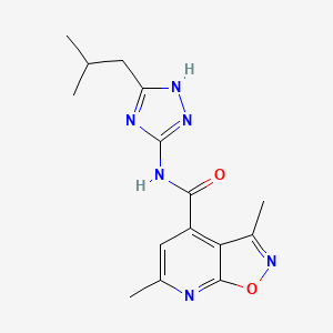 molecular formula C15H18N6O2 B12165718 3,6-dimethyl-N-[3-(2-methylpropyl)-1H-1,2,4-triazol-5-yl][1,2]oxazolo[5,4-b]pyridine-4-carboxamide 