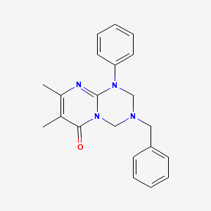 molecular formula C21H22N4O B12165831 3-Benzyl-7,8-dimethyl-1-phenyl-2,4-dihydropyrimido[1,2-a][1,3,5]triazin-6-one 