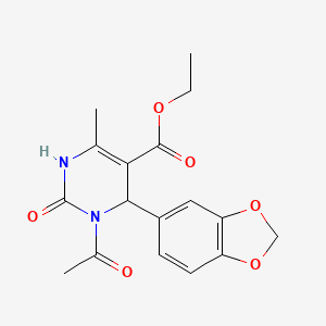 Ethyl 3-acetyl-4-(1,3-benzodioxol-5-yl)-6-methyl-2-oxo-1,2,3,4-tetrahydropyrimidine-5-carboxylate