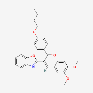 (2Z)-2-(1,3-benzoxazol-2-yl)-1-(4-butoxyphenyl)-3-(3,4-dimethoxyphenyl)prop-2-en-1-one