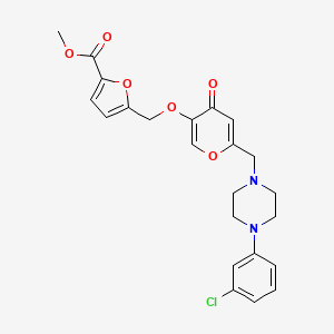 molecular formula C23H23ClN2O6 B12165872 methyl 5-{[(6-{[4-(3-chlorophenyl)piperazin-1-yl]methyl}-4-oxo-4H-pyran-3-yl)oxy]methyl}furan-2-carboxylate 