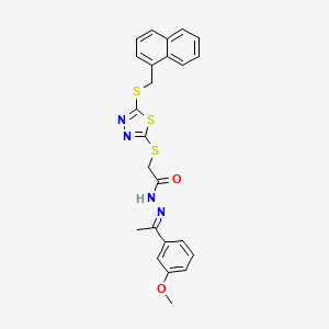 N'-[(1E)-1-(3-methoxyphenyl)ethylidene]-2-({5-[(naphthalen-1-ylmethyl)sulfanyl]-1,3,4-thiadiazol-2-yl}sulfanyl)acetohydrazide