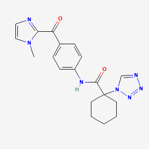 molecular formula C19H21N7O2 B12165987 N-{4-[(1-methyl-1H-imidazol-2-yl)carbonyl]phenyl}-1-(1H-tetrazol-1-yl)cyclohexanecarboxamide 