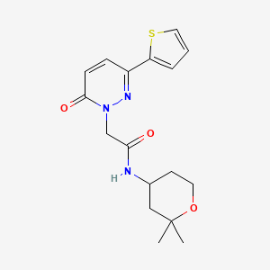 molecular formula C17H21N3O3S B12166038 N-(2,2-dimethyltetrahydro-2H-pyran-4-yl)-2-[6-oxo-3-(thiophen-2-yl)pyridazin-1(6H)-yl]acetamide 