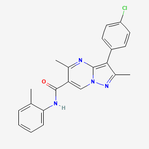 molecular formula C22H19ClN4O B12166127 3-(4-chlorophenyl)-2,5-dimethyl-N-(2-methylphenyl)pyrazolo[1,5-a]pyrimidine-6-carboxamide 