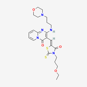 3-{(Z)-[3-(3-ethoxypropyl)-4-oxo-2-thioxo-1,3-thiazolidin-5-ylidene]methyl}-2-{[3-(morpholin-4-yl)propyl]amino}-4H-pyrido[1,2-a]pyrimidin-4-one