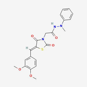 2-[(5Z)-5-(3,4-dimethoxybenzylidene)-2,4-dioxo-1,3-thiazolidin-3-yl]-N'-methyl-N'-phenylacetohydrazide