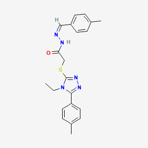 molecular formula C21H23N5OS B12166199 2-[[4-ethyl-5-(4-methylphenyl)-1,2,4-triazol-3-yl]sulfanyl]-N-[(E)-(4-methylphenyl)methylideneamino]acetamide 