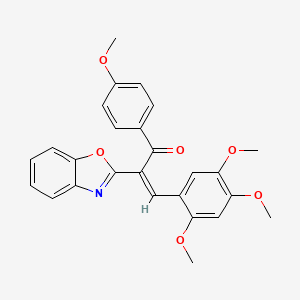 molecular formula C26H23NO6 B12166200 (2Z)-2-(1,3-benzoxazol-2-yl)-1-(4-methoxyphenyl)-3-(2,4,5-trimethoxyphenyl)prop-2-en-1-one 