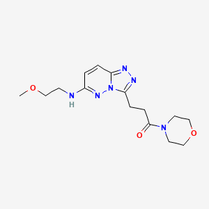 molecular formula C15H22N6O3 B12166277 3-{6-[(2-Methoxyethyl)amino][1,2,4]triazolo[4,3-b]pyridazin-3-yl}-1-(morpholin-4-yl)propan-1-one 