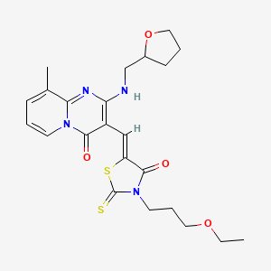 3-{(Z)-[3-(3-ethoxypropyl)-4-oxo-2-thioxo-1,3-thiazolidin-5-ylidene]methyl}-9-methyl-2-[(tetrahydrofuran-2-ylmethyl)amino]-4H-pyrido[1,2-a]pyrimidin-4-one