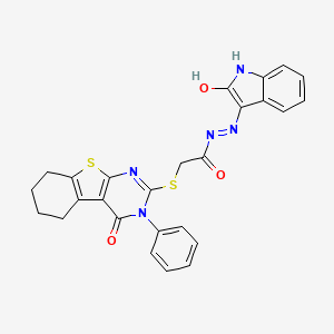 N-[(2-oxo(1H-benzo[d]azolin-3-ylidene))azamethyl]-2-(4-oxo-3-phenyl(3,5,6,7,8-pentahydrobenzo[b]thiopheno[2,3-d]pyrimidin-2-ylthio))acetamide