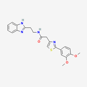 molecular formula C22H22N4O3S B12166404 N-[2-(1H-benzimidazol-2-yl)ethyl]-2-[2-(3,4-dimethoxyphenyl)-1,3-thiazol-4-yl]acetamide 