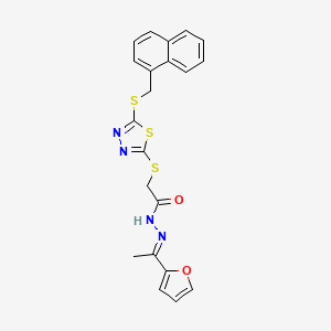 N-[(E)-1-(furan-2-yl)ethylideneamino]-2-[[5-(naphthalen-1-ylmethylsulfanyl)-1,3,4-thiadiazol-2-yl]sulfanyl]acetamide