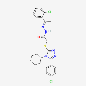 2-{[5-(4-chlorophenyl)-4-cyclohexyl-4H-1,2,4-triazol-3-yl]sulfanyl}-N'-[(1E)-1-(2-chlorophenyl)ethylidene]acetohydrazide