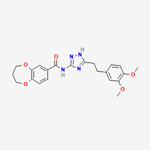 molecular formula C22H24N4O5 B12166517 N-{3-[2-(3,4-dimethoxyphenyl)ethyl]-1H-1,2,4-triazol-5-yl}-3,4-dihydro-2H-1,5-benzodioxepine-7-carboxamide 