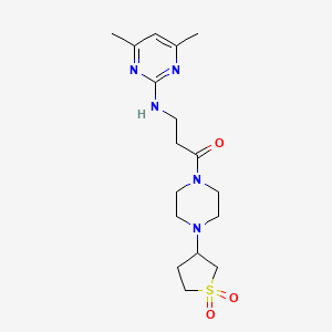 molecular formula C17H27N5O3S B12166519 3-[(4,6-Dimethylpyrimidin-2-yl)amino]-1-[4-(1,1-dioxidotetrahydrothiophen-3-yl)piperazin-1-yl]propan-1-one 