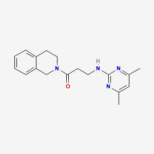 molecular formula C18H22N4O B12166569 1-(3,4-dihydroisoquinolin-2(1H)-yl)-3-[(4,6-dimethylpyrimidin-2-yl)amino]propan-1-one 