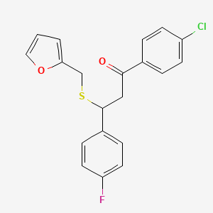 molecular formula C20H16ClFO2S B12166573 1-(4-Chlorophenyl)-3-(4-fluorophenyl)-3-(2-furylmethylthio)propan-1-one 