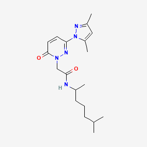 molecular formula C19H29N5O2 B12166574 2-[3-(3,5-dimethyl-1H-pyrazol-1-yl)-6-oxopyridazin-1(6H)-yl]-N-(6-methylheptan-2-yl)acetamide 