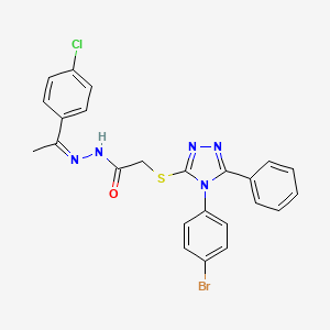 2-{[4-(4-bromophenyl)-5-phenyl-4H-1,2,4-triazol-3-yl]sulfanyl}-N'-[(1Z)-1-(4-chlorophenyl)ethylidene]acetohydrazide