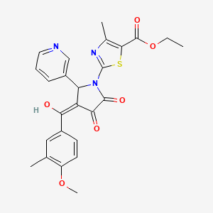 ethyl 2-[(3E)-3-[hydroxy(4-methoxy-3-methylphenyl)methylidene]-4,5-dioxo-2-(pyridin-3-yl)pyrrolidin-1-yl]-4-methyl-1,3-thiazole-5-carboxylate