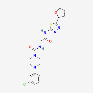 4-(3-chlorophenyl)-N-(2-oxo-2-{[(2Z)-5-(tetrahydrofuran-2-yl)-1,3,4-thiadiazol-2(3H)-ylidene]amino}ethyl)piperazine-1-carboxamide