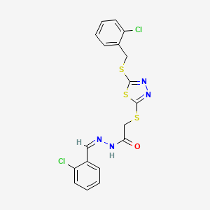 molecular formula C18H14Cl2N4OS3 B12166658 N-[(E)-(2-chlorophenyl)methylideneamino]-2-[[5-[(2-chlorophenyl)methylsulfanyl]-1,3,4-thiadiazol-2-yl]sulfanyl]acetamide 