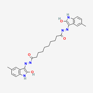 molecular formula C28H32N6O4 B12166671 N'~1~,N'~10~-bis[(3Z)-5-methyl-2-oxo-1,2-dihydro-3H-indol-3-ylidene]decanedihydrazide 