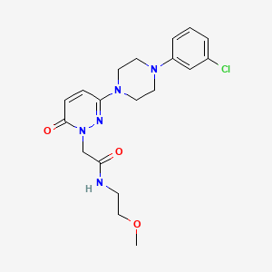 molecular formula C19H24ClN5O3 B12166716 2-(3-(4-(3-chlorophenyl)piperazin-1-yl)-6-oxopyridazin-1(6H)-yl)-N-(2-methoxyethyl)acetamide 