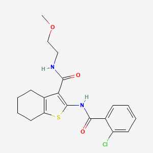 molecular formula C19H21ClN2O3S B12166719 2-{[(2-chlorophenyl)carbonyl]amino}-N-(2-methoxyethyl)-4,5,6,7-tetrahydro-1-benzothiophene-3-carboxamide 