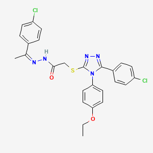 molecular formula C26H23Cl2N5O2S B12166720 2-{[5-(4-chlorophenyl)-4-(4-ethoxyphenyl)-4H-1,2,4-triazol-3-yl]sulfanyl}-N'-[(1Z)-1-(4-chlorophenyl)ethylidene]acetohydrazide 