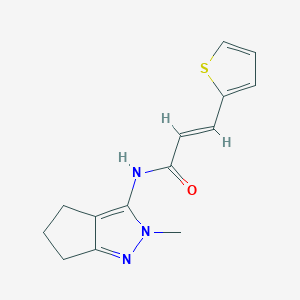 molecular formula C14H15N3OS B12166750 (E)-N-(2-methyl-2,4,5,6-tetrahydrocyclopenta[c]pyrazol-3-yl)-3-(thiophen-2-yl)acrylamide 