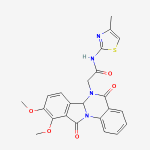 molecular formula C23H20N4O5S B12166754 2-(9,10-dimethoxy-5,11-dioxo-6a,11-dihydroisoindolo[2,1-a]quinazolin-6(5H)-yl)-N-(4-methyl-1,3-thiazol-2-yl)acetamide 