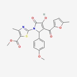 molecular formula C23H20N2O7S B12166786 methyl 2-[(3E)-3-[hydroxy(5-methylfuran-2-yl)methylidene]-2-(4-methoxyphenyl)-4,5-dioxopyrrolidin-1-yl]-4-methyl-1,3-thiazole-5-carboxylate 